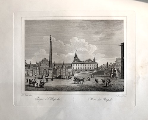 Parboni Achille (1783-1841) Piazza del Popolo - Place du Peuple 1840 ca. Roma 